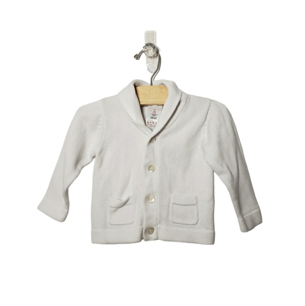 Jacadi 18 Months Baby Girl White Cotton Shawl Sweater Cardigan